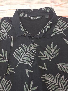 Travis Mathew Mens XL Black Palm Leaf Polo Size Shirt